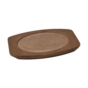 Oval Enamelled Cast-Iron Mini Frying-Pan With Wooden Tray - 22 x 16 cm - Set of 6