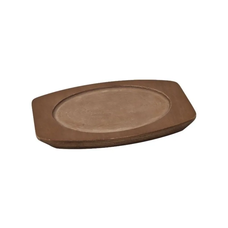 Oval Enamelled Cast-Iron Mini Frying-Pan With Wooden Tray - 22 x 16 cm - Set of 6
