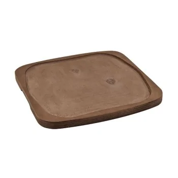 Square Enamelled Cast-Iron Plate With Wooden Tray - Gourmet - 29 x 29 cm - Set of 4