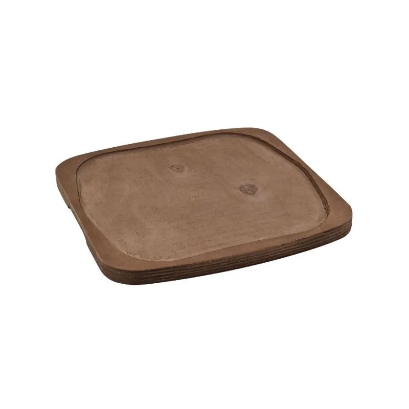 Square Enamelled Cast-Iron Plate With Wooden Tray - Gourmet - 29 x 29 cm - Set of 4 Square Enamelled Cast-Iron Plate With Wooden Tray - Gourmet - 29 x 29 cm - Set of 4