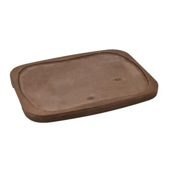 Rectangular Enamelled Cast-Iron Plate With Wooden Tray - Gourmet - 26 x 18 cm - Set of 4