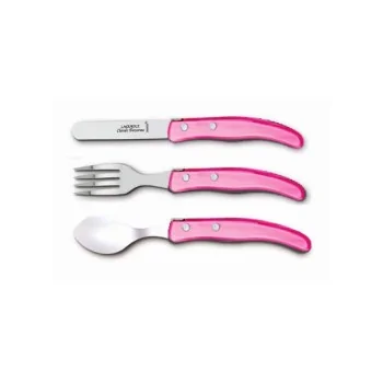 Claude Dozorme Berlingot Children's 3-Piece Set, Pink Nacrine Handle