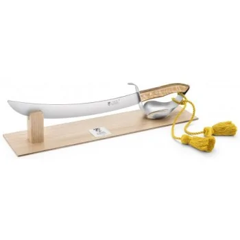 Claude Dozorme Champagne Saber Handle, Oak, Aluminum Guard, on Oak Base