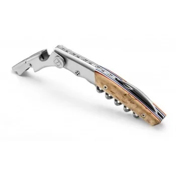 Claude Dozorme Sommelier Le Thiers Double Crapaud Matte Handle, Dwarf Birch Blue/White/Red Layers