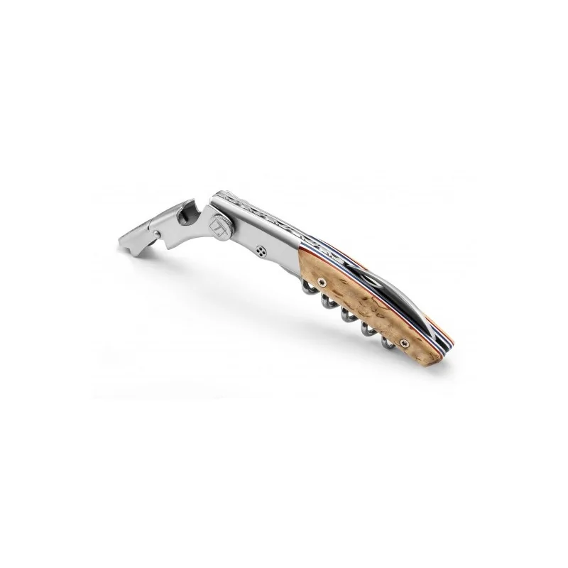 Claude Dozorme Sommelier Le Thiers Double Crapaud Matte Handle, Dwarf Birch Blue/White/Red Layers
