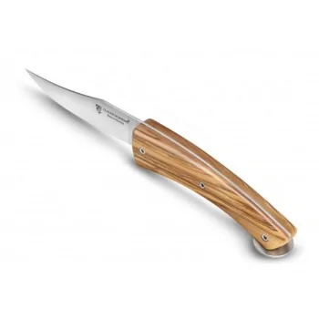 Claude Dozorme Grand Cheese Knife – Dwarf Birch Handle with Blue/White/Red Layers