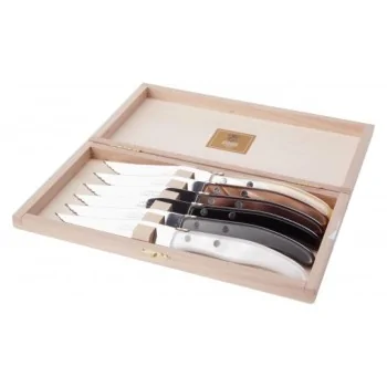 Claude Dozorme Berlingot Premium Steak Knife Set of 6 – Grey & Brown Tones