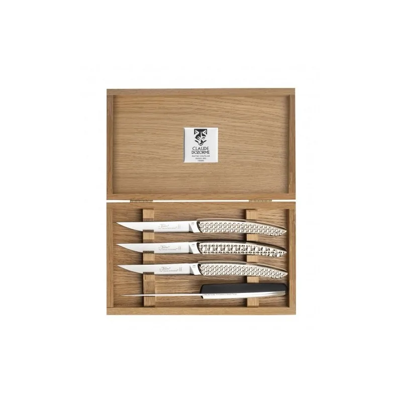 Claude Dozorme Thomas Bastide L'Ame Luxe Premium Table Knife Set of 4 – Diamond Pattern Handles, Oak Gift Box Claude Dozorme Thomas Bastide L'Ame Luxe Premium Table Knife Set of 4 – Diamond Pattern Handles, Oak Gift Box