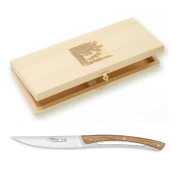 Claude Dozorme Thiers Premium Table Knife Set of 6 – Solid Olive Wood Handles