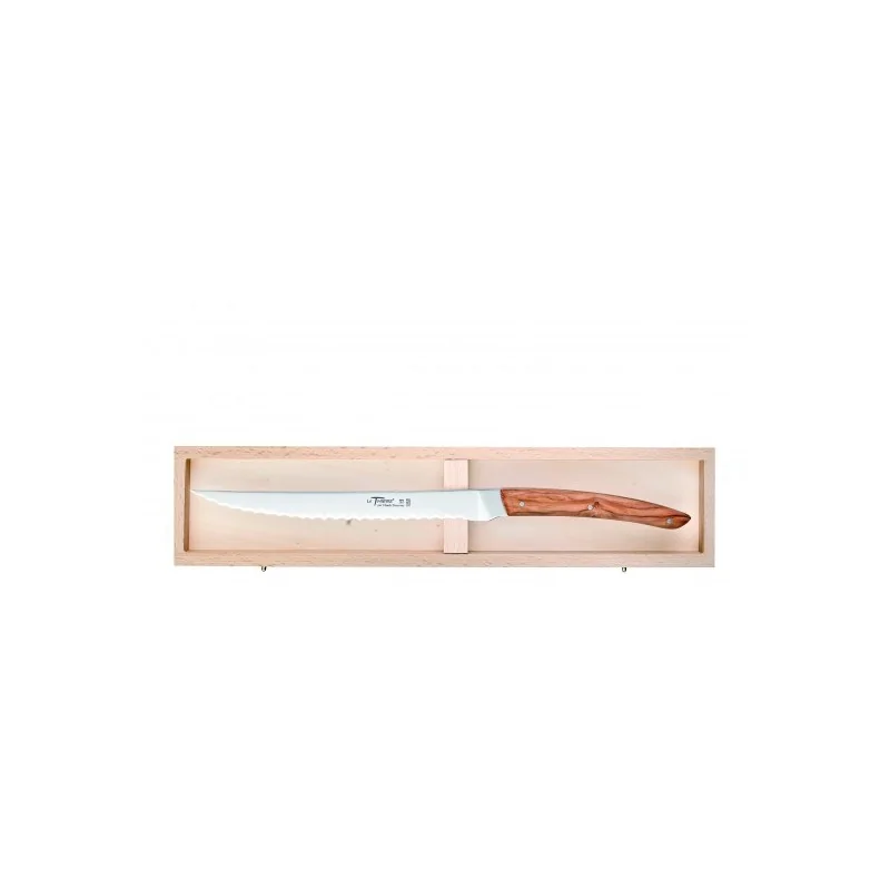 Claude Dozorme Thiers Premium Bread Knife – Solid Olive Wood Handle