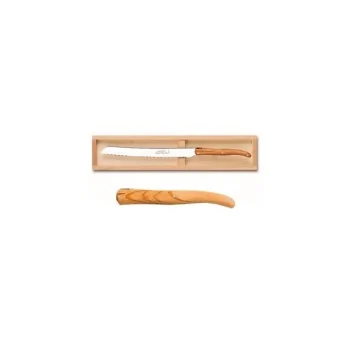 Claude Dozorme Laguiole Premium Bread Knife – Solid Olive Wood Handle, Artisan Craftsmanship