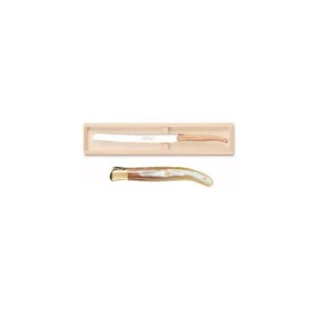Claude Dozorme Laguiole Premium Bread Knife – Light Horn Handle, Gift Box (ML)