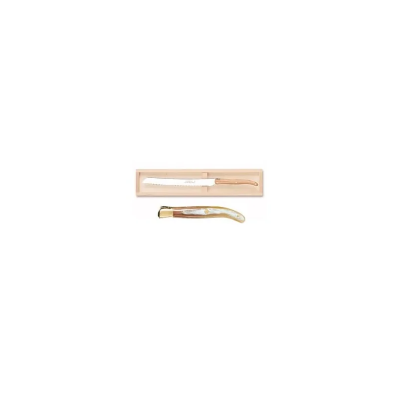 Claude Dozorme Laguiole Premium Bread Knife – Light Horn Handle, Gift Box (ML)