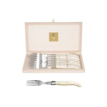 Claude Dozorme Laguiole Premium Fork Set of 6 – Elegant Ivorine Handles