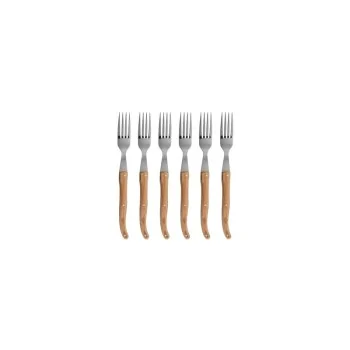 Claude Dozorme Laguiole Premium Fork Set of 6 – Solid Olive Wood Handles, Artisan Craftsmanship