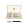Claude Dozorme Laguiole Premium Fork Set of 6 – Solid Black Handle, Classic Design