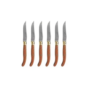 Claude Dozorme Laguiole Premium Steak Knife Set of 6 – Handcrafted Exotic Wood Handles (ML)