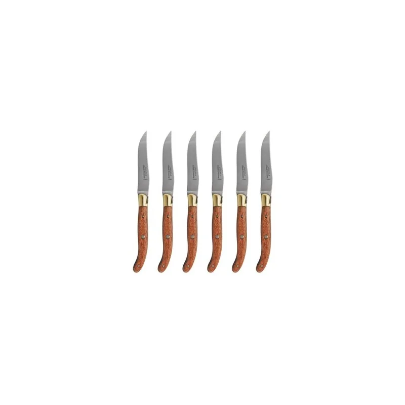 Claude Dozorme Laguiole Premium Steak Knife Set of 6 – Handcrafted Exotic Wood Handles (ML)