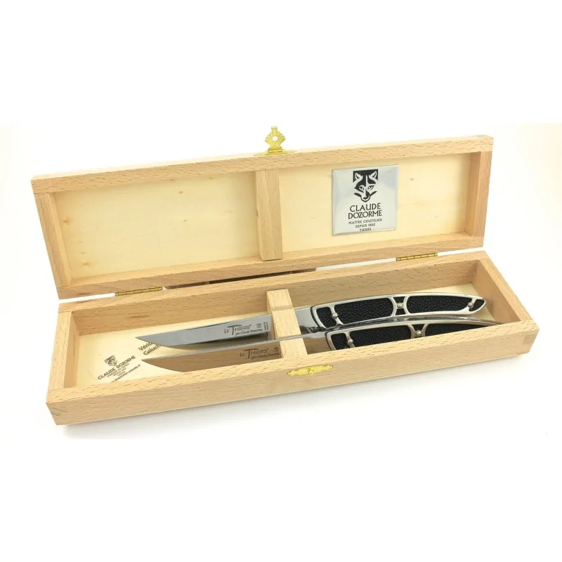 Claude Dozorme Thiers Premium Table Knife – Black Galuchat Handle, Classic Style Claude Dozorme Thiers Premium Table Knife – Black Galuchat Handle, Classic Style
