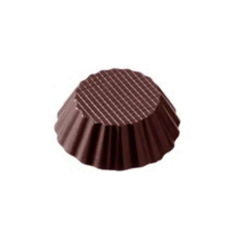 Polycarbonate Traditional Fluted Chocolate Cup Mold - 44 mm x 44 mm x 13 mm - 10 cavity - 19gr