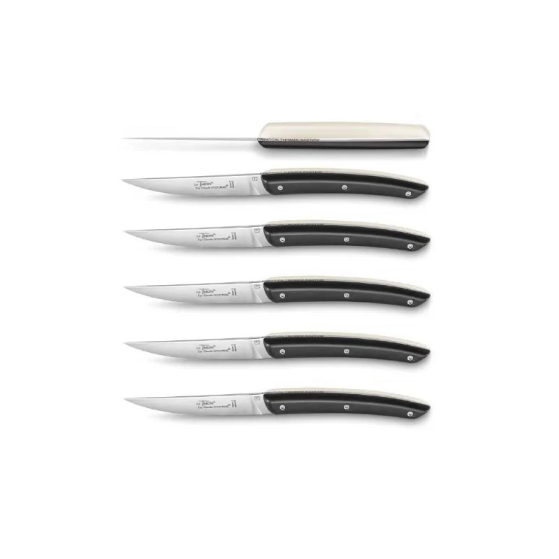 Claude Dozorme Thomas Bastide Thiers Shadow Premium Steak Knife Set of 6 – Black & Cream Handles Claude Dozorme Thomas Bastide Thiers Shadow Premium Steak Knife Set of 6 – Black & Cream Handles