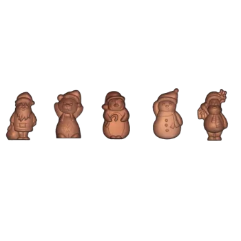 Polycarbonate Mixed Christmas Subjects Chocolate Mold - 10 cavity - 5gr