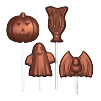 Polycarbonate Mixed Halloween Subjects Chocolate Lollipop Mold - 8 cavity - 14gr