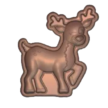 Polycarbonate Chocolate Reindeer Mold - 80 mm x 69.9 mm x h 10.7mm - 3 cavity - 20gr