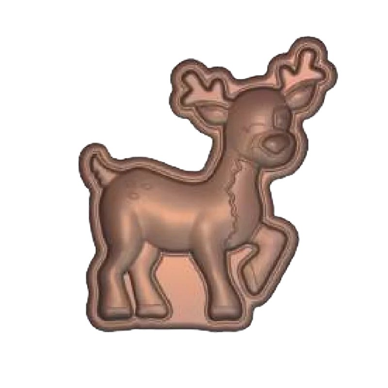 Polycarbonate Chocolate Reindeer Mold - 80 mm x 69.9 mm x h 10.7mm - 3 cavity - 20gr