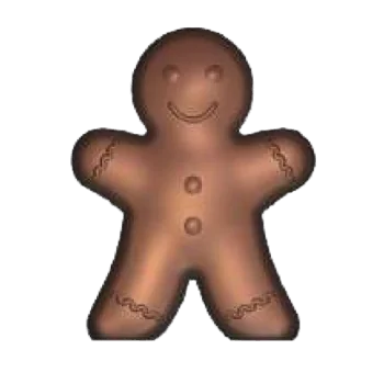 Polycarbonate Chocolate Gingerbread Man Mold - 60 mm x 45.8 mm x h 8.5 mm - 10 cavity - 11gr