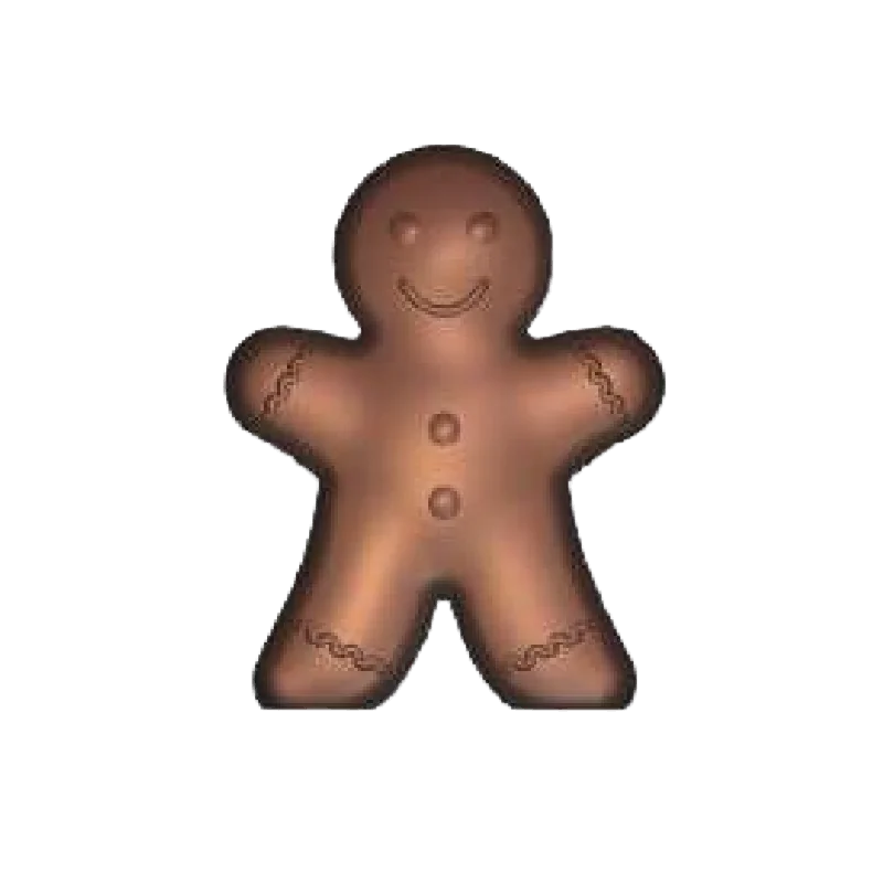 Polycarbonate Chocolate Gingerbread Man Mold - 60 mm x 45.8 mm x h 8.5 mm - 10 cavity - 11gr Polycarbonate Chocolate Gingerbread Man Mold - 60 mm x 45.8 mm x h 8.5 mm - 10 cavity - 11gr