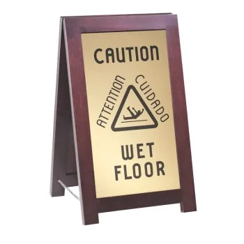Cal-Mil Caution Wet Sign Wood/Gold