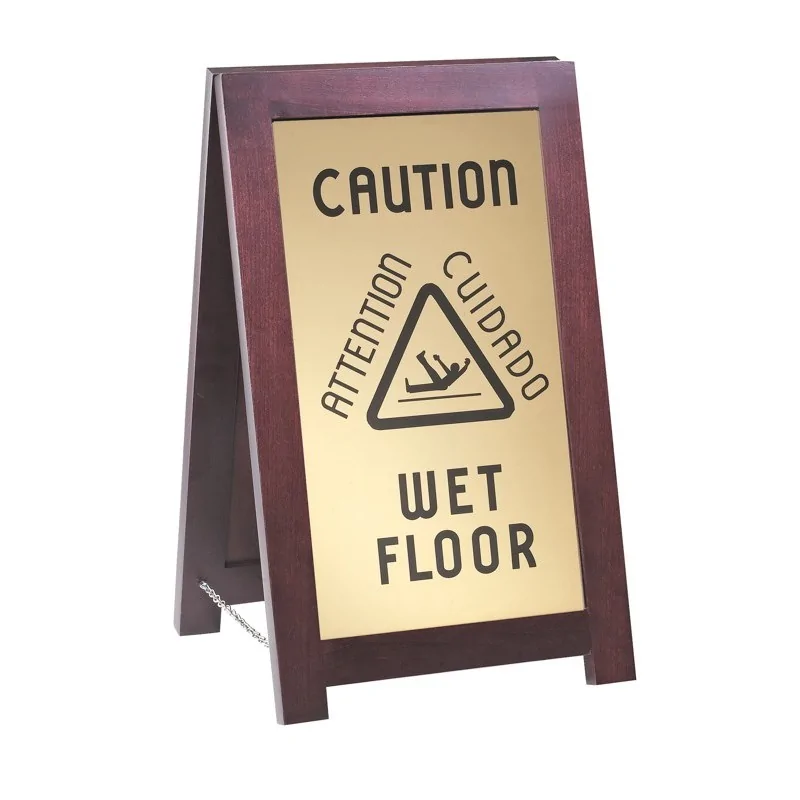 Cal-Mil Caution Wet Sign Wood/Gold