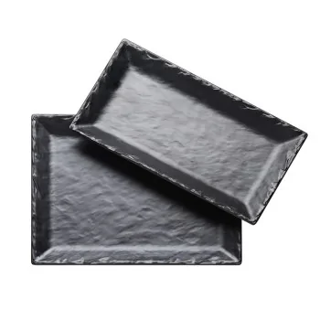 Cal-Mil 13 x 7 Faux Slate Platter Black