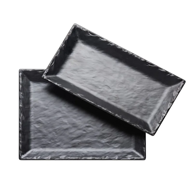 Cal-Mil 13 x 7 Faux Slate Platter Black
