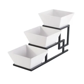 Cal-Mil 3 Step Square Bowl Dispenser Black