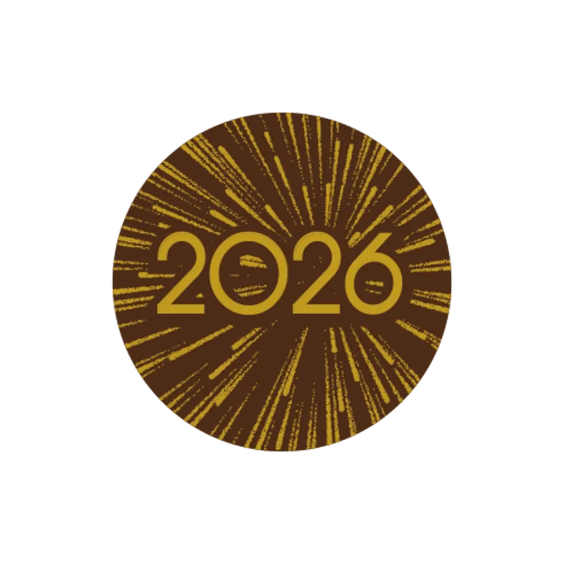 New Year 2026 Dark Chocolate Decorations - 280 pcs - 25 x 25 mm New Year 2026 Dark Chocolate Decorations - 280 pcs - 25 x 25 mm
