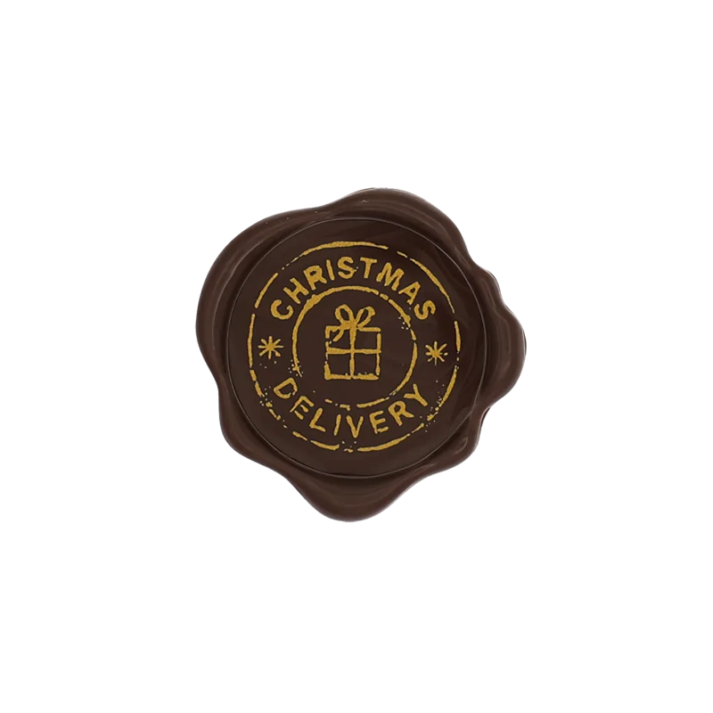Belgian Chocolate Decoration - Christmas Delivery Wax Seal Stamp - Dark - 96 pcs Belgian Chocolate Decoration - Christmas Delivery Wax Seal Stamp - Dark - 96 pcs