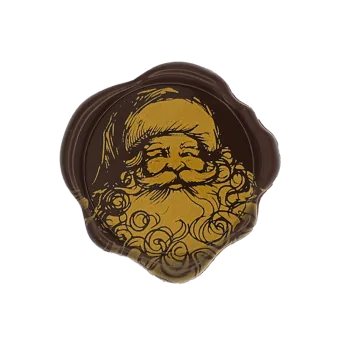 Belgian Chocolate Decoration - Classic Santa Wax Seal Stamp - Dark - 96 pcs