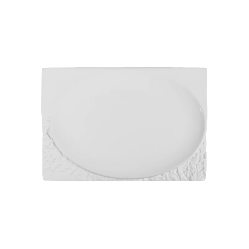 Fine White Porcelain Rectangular Oval Plate - Terra Collection - 10.6 x 7" - set of 4