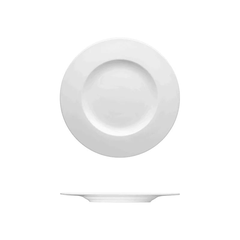 Fine White Porcelain Plate - Saturno Collection - 9 1/2" ( 24cm ) - set of 12 Fine White Porcelain Plate - Saturno Collection - 9 1/2" ( 24cm ) - set of 12