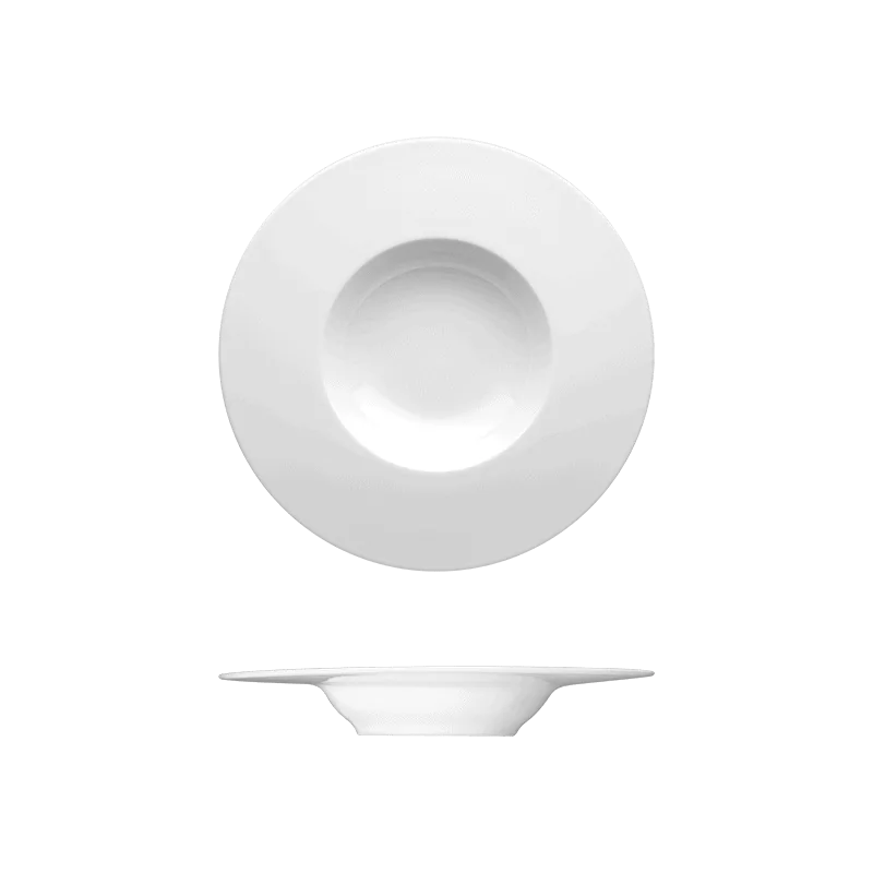 Fine White Porcelain Deep Plate - Saturno Collection - 11 3/8" ( 29cm ) - set of 12