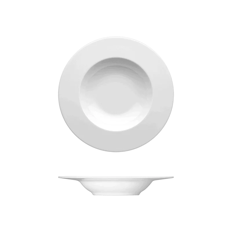Fine White Porcelain Deep Plate - Saturno Collection - 9 7/8" ( 25cm ) - set of 12 Fine White Porcelain Deep Plate - Saturno Collection - 9 7/8" ( 25cm ) - set of 12
