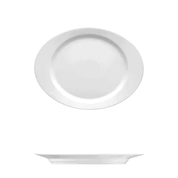 Fine White Porcelain Oval Platter - Saturno Collection - 15" x 11 3/4" ( 38cm ) - set of 6