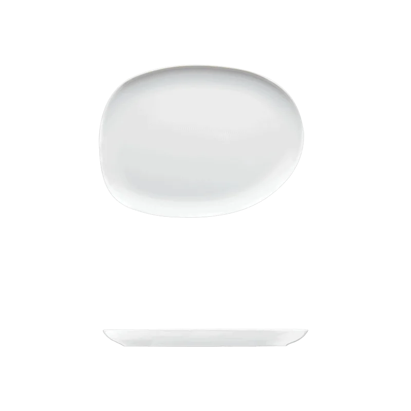 Fine White Porcelain Large Plate - Saturno Collection - 12 5/8" x 9 1/2" ( 32 x 24cm ) - set of 12 Fine White Porcelain Large Plate - Saturno Collection - 12 5/8" x 9 1/2" ( 32 x 24cm ) - set of 12
