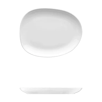 Fine White Porcelain Small Plate - Saturno Collection - 8 5/8" x 6 3/4" ( 22 x 18cm ) - set of 12