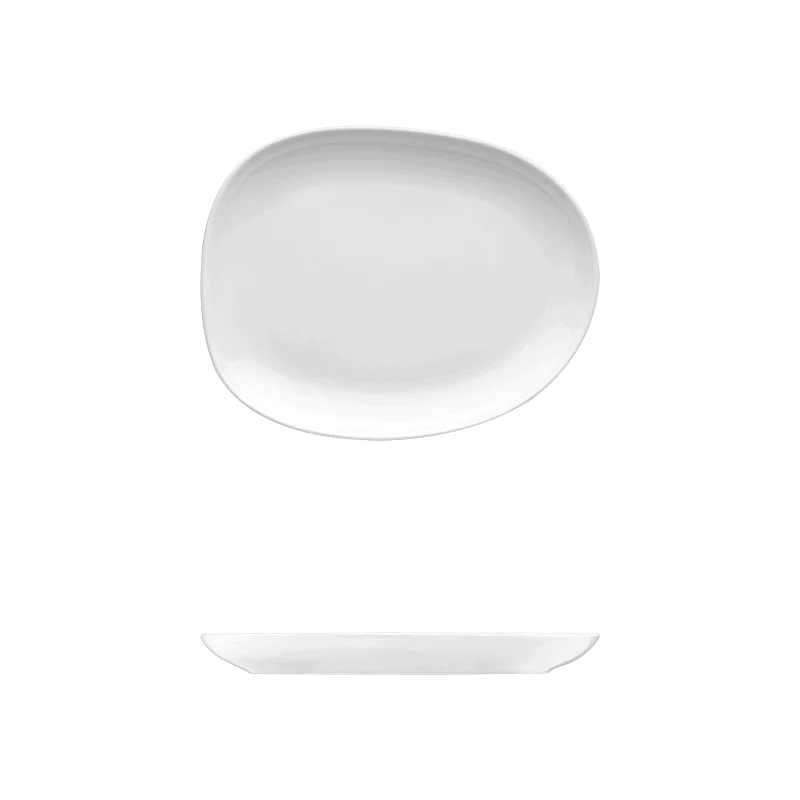Fine White Porcelain Small Plate - Saturno Collection - 8 5/8" x 6 3/4" ( 22 x 18cm ) - set of 12