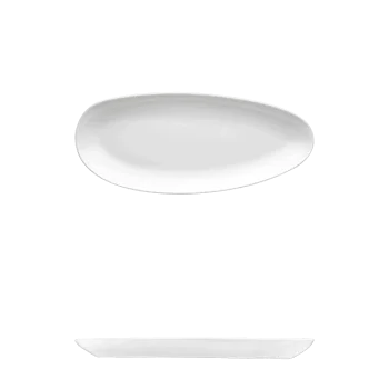 Fine White Porcelain Long Plate - Saturno Collection - 12 3/4" x 5 1/4" ( 32 x 14cm ) - set of 12