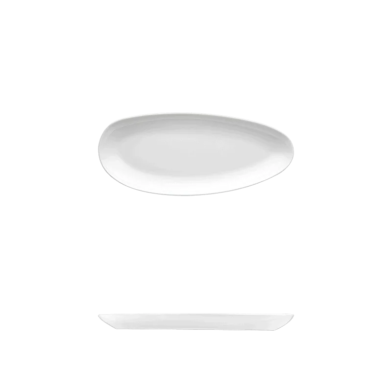 Fine White Porcelain Long Plate - Saturno Collection - 12 3/4" x 5 1/4" ( 32 x 14cm ) - set of 12