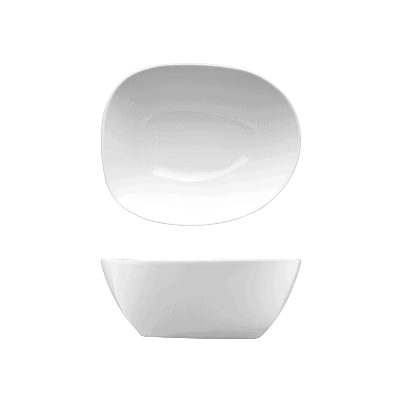 Fine White Porcelain Individual Salad Bowl - Saturno Collection - 6 3/4" x 5 1/2" x 2 3/4" ( 17 x 14 x 6cm ) - set of 12